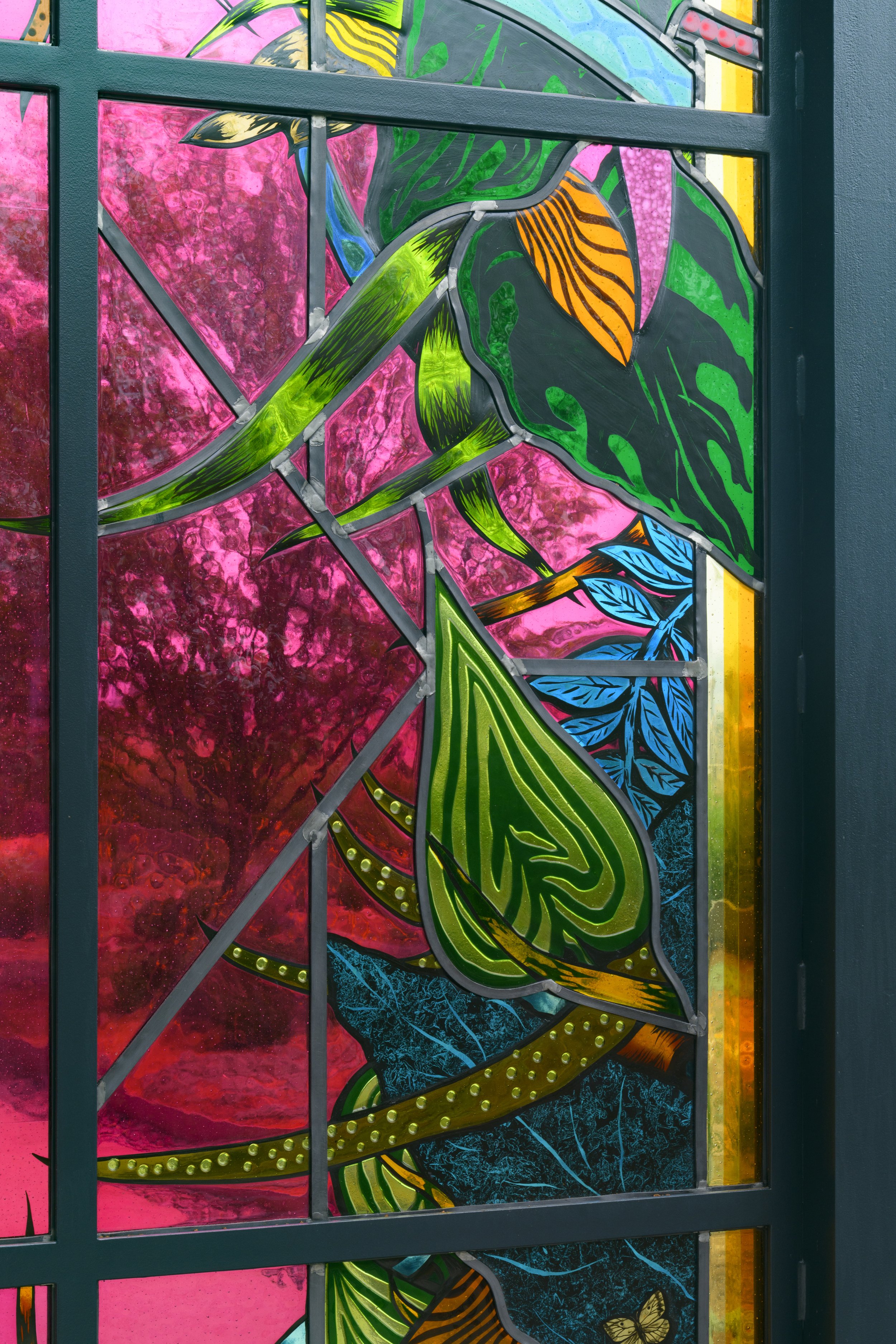CPortals, 2021
Stained glass, fused glass, steel, paint
Three Sculptures, each 10’ x 7’ x 6”
Department of Mental Health headquarters, Los Angeles, CA