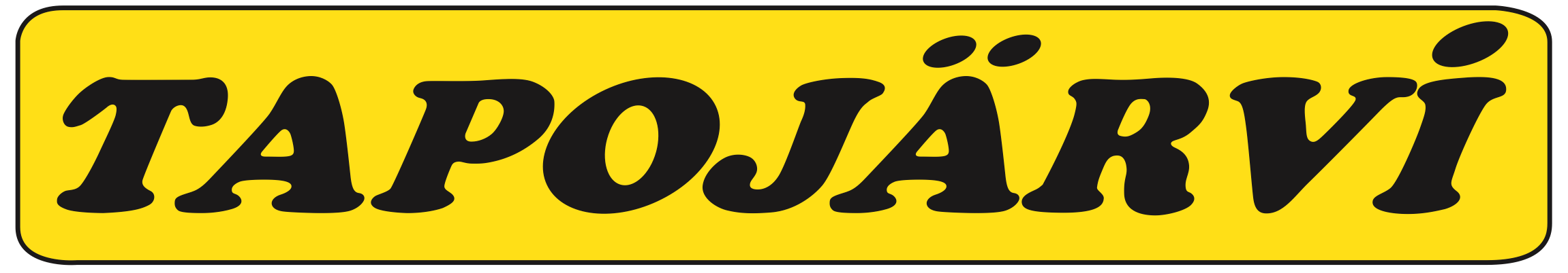 Sign with yellow background and black text that says 'TAPOJÁKÜ'