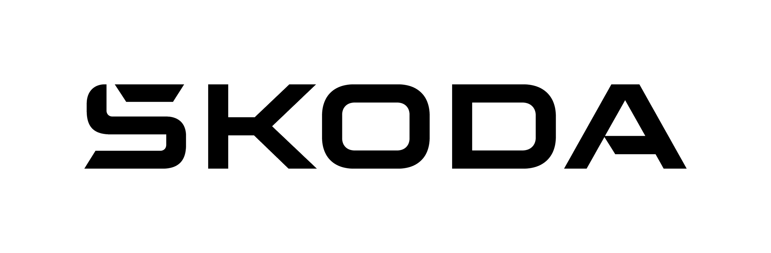 Skoda logo with black lettering on a transparent background