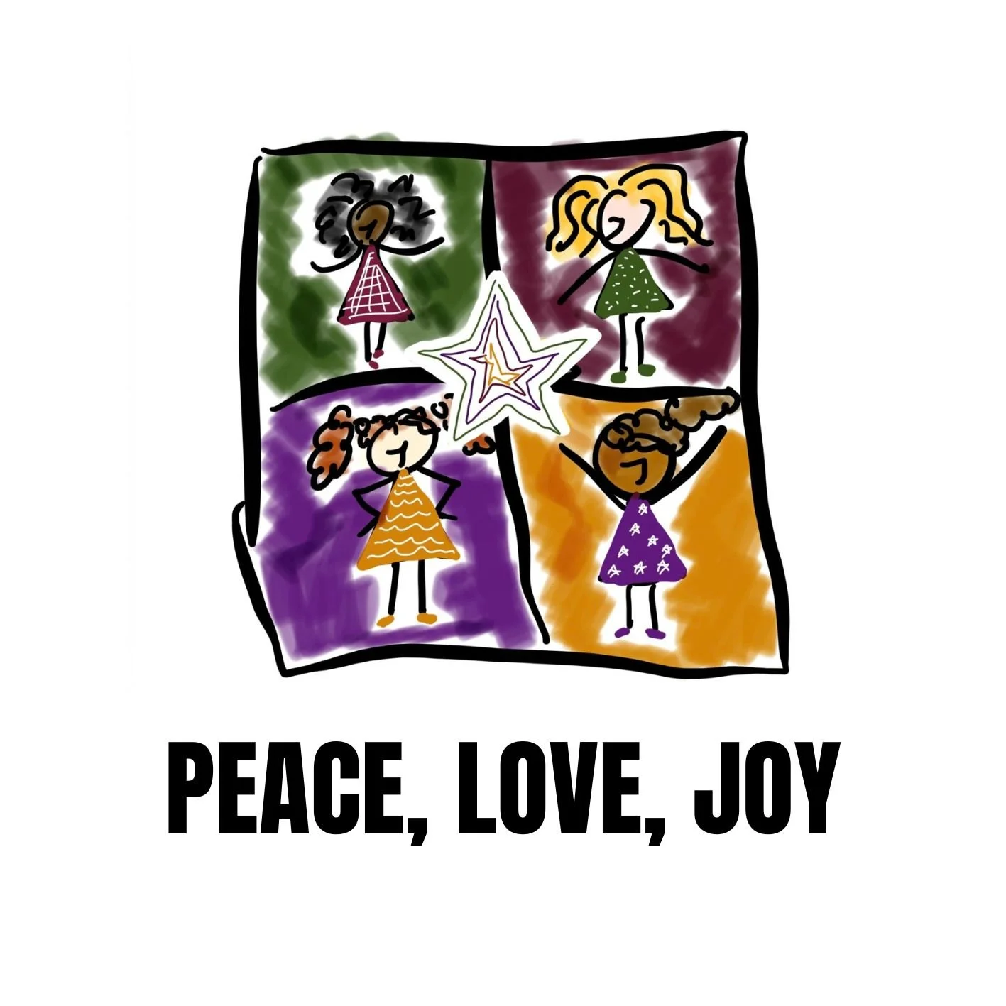 The Keep Smiling Sweethearts™ "Peace, Love, Joy" card
