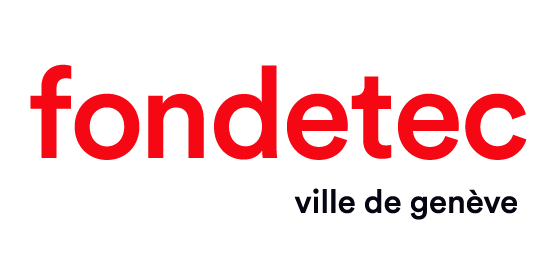 Logo of Fondetec, a technology company in Geneva, with the text 'fondetec' in red and 'ville de genève' in smaller dark blue font.