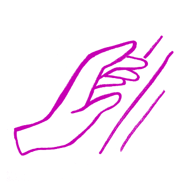 Line drawing of a hand holding a pen and writing on paper.