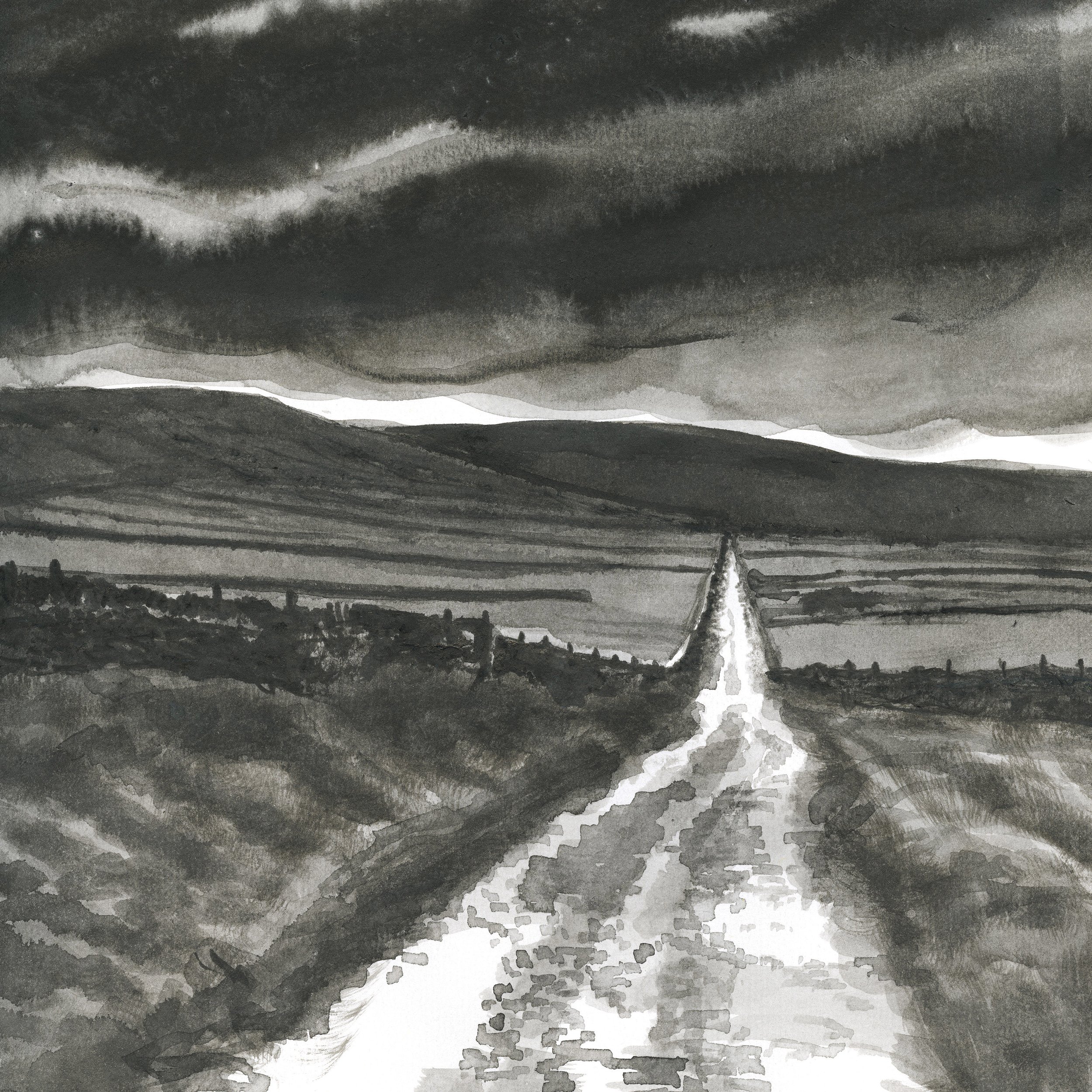 A Wuthering Walk - A wet Issues Road towards Black Hill. 23 x 23 cm