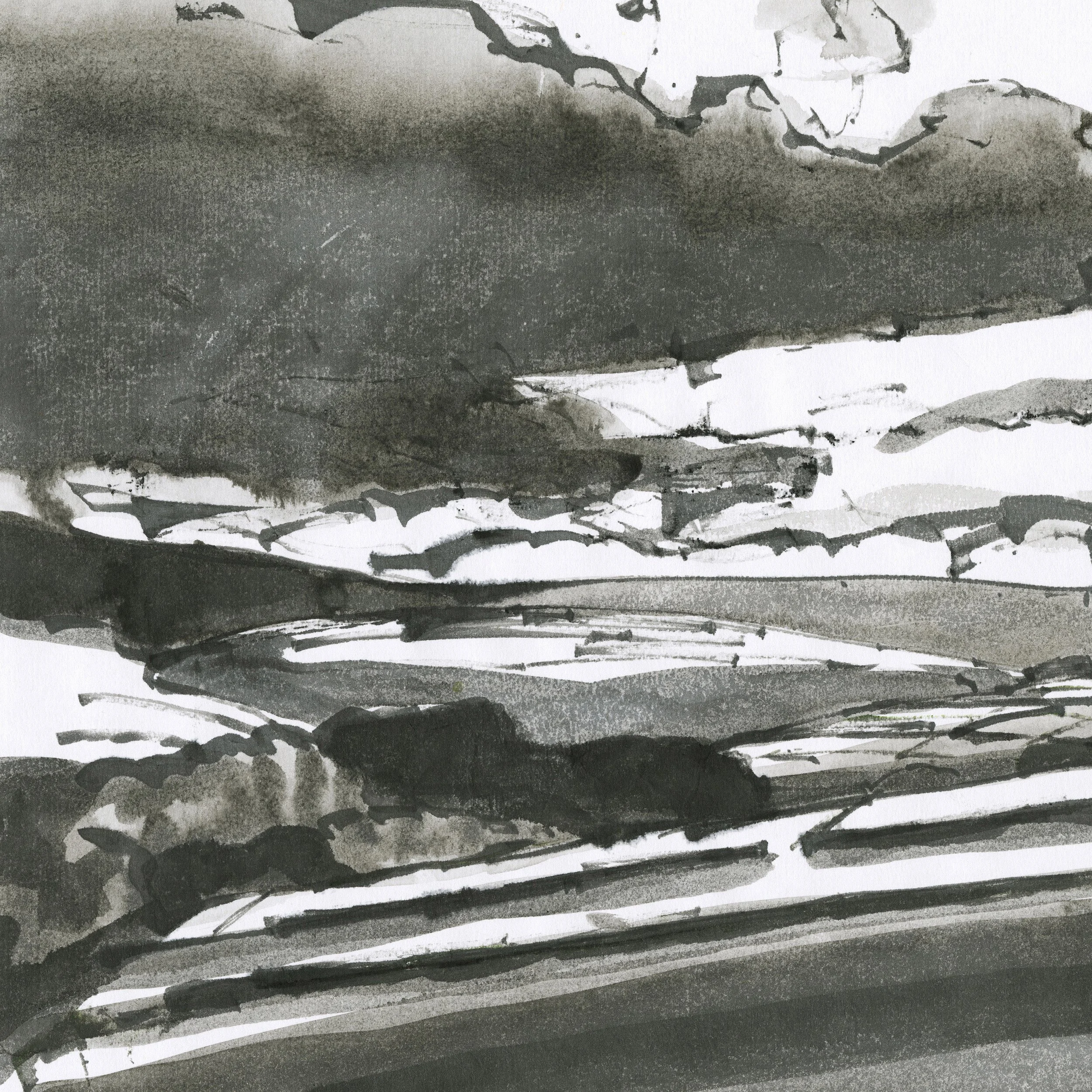 Black Clouds Over Black Hill. 23 x 23 cm