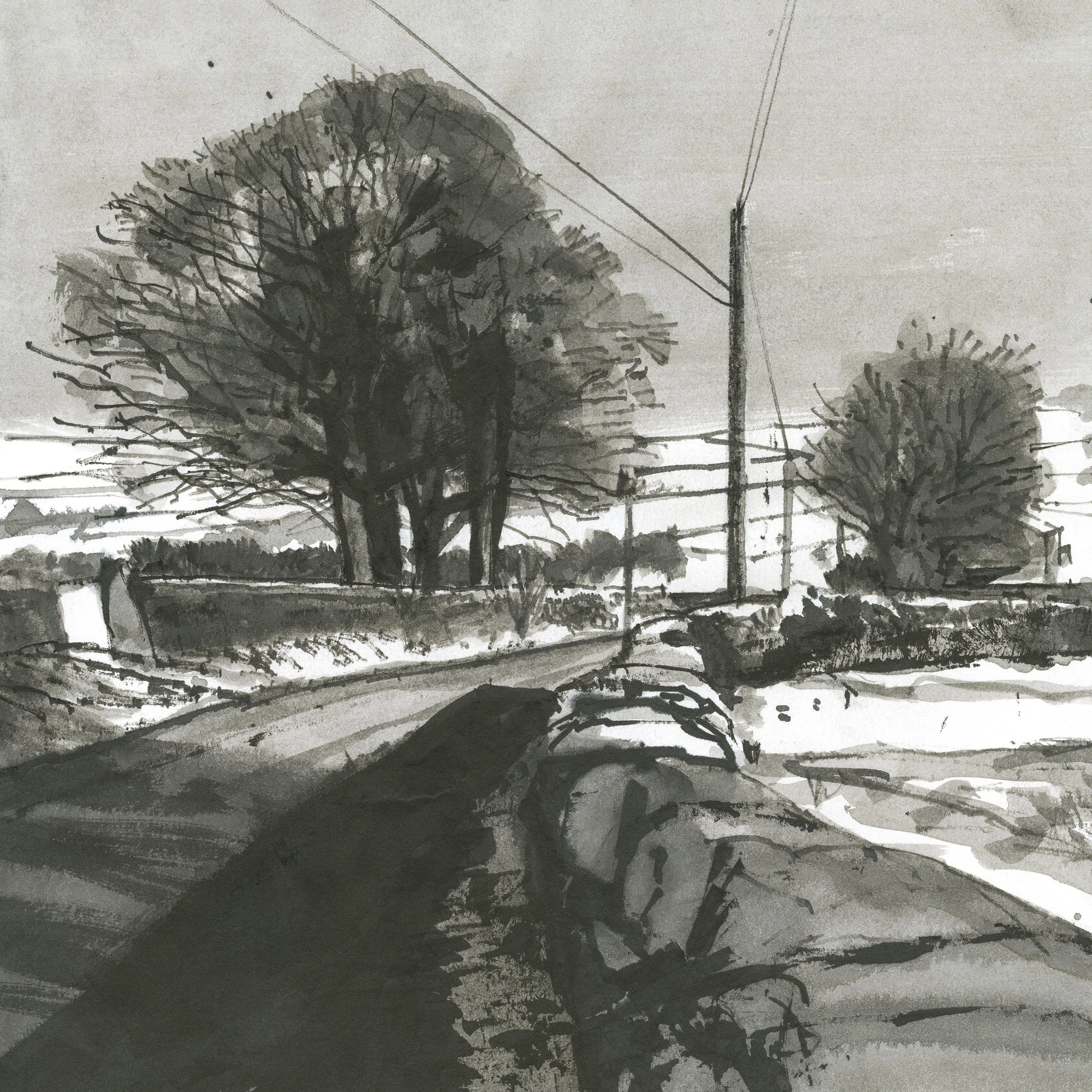 The Snow Is Melting - Fieldhead Lane, Holme. 23 x 23 cm