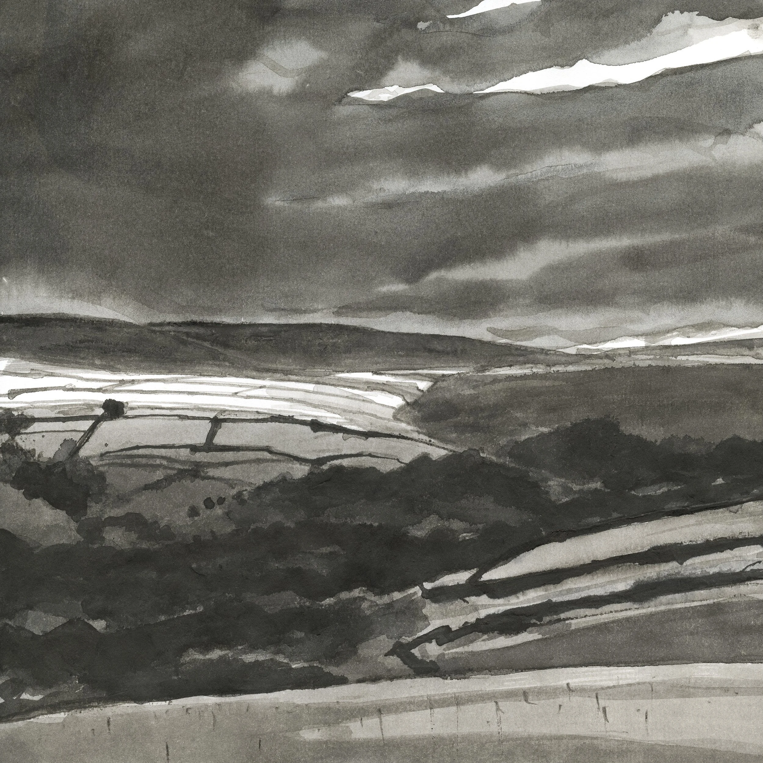 Moorland Storm - Bright sunlight on Stopes Moor. 23 x 23 cm