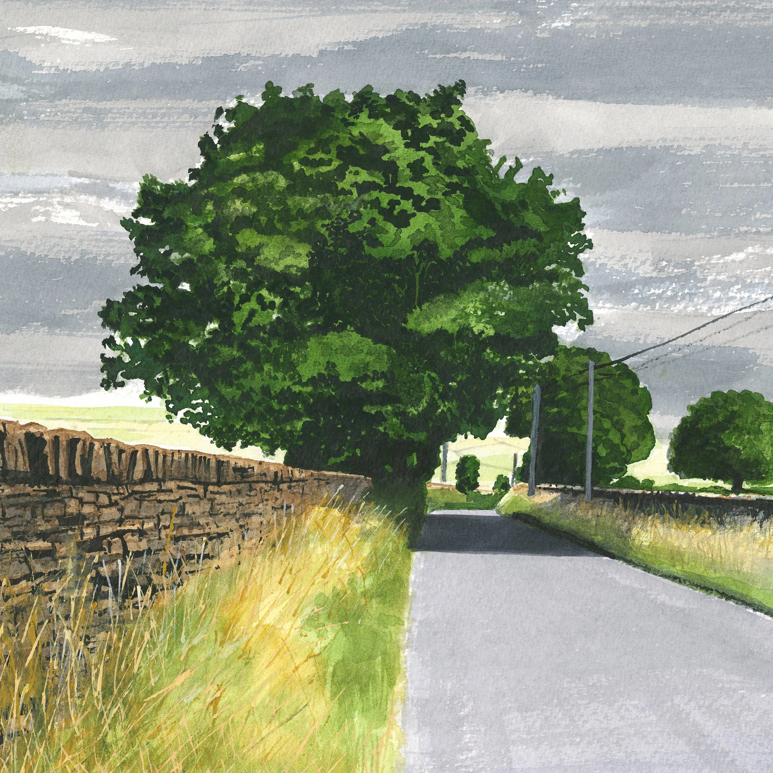 Approaching Summer Storm - Fieldhead Lane, Holme. 30 x 30 cm