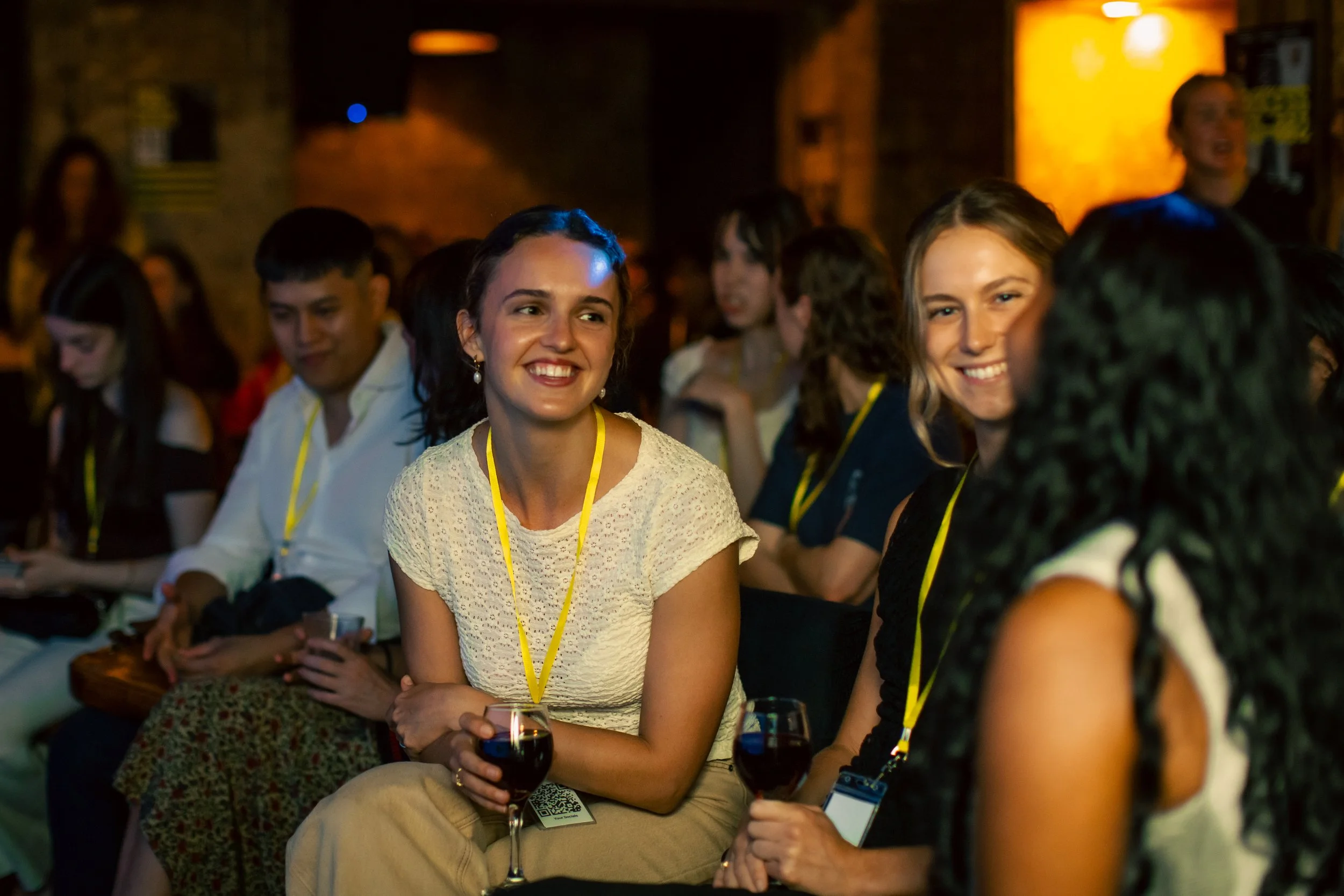 group of people smiling and talking at process sydney