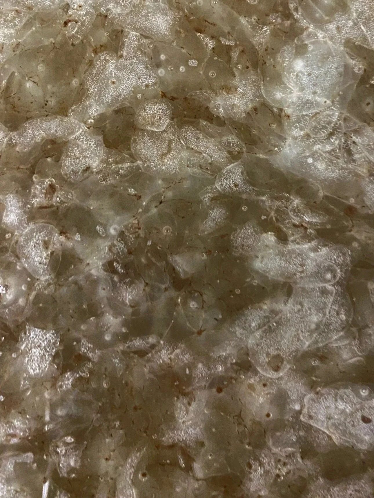 Close-up of the tiles made from recycling pharmaceutical glass waste.