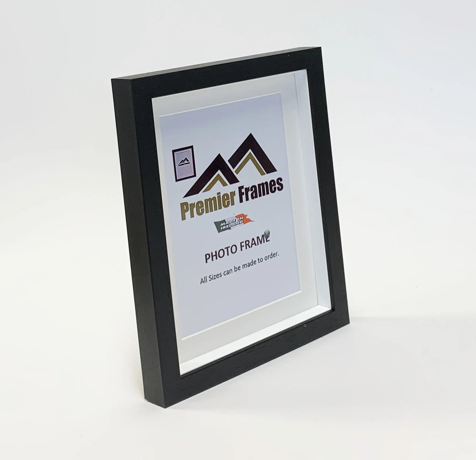 BF32DG Single Shadow Box Frame Dark Gray Wood Grain 30mm Deep x 20mm on face with 20mm White spacer.