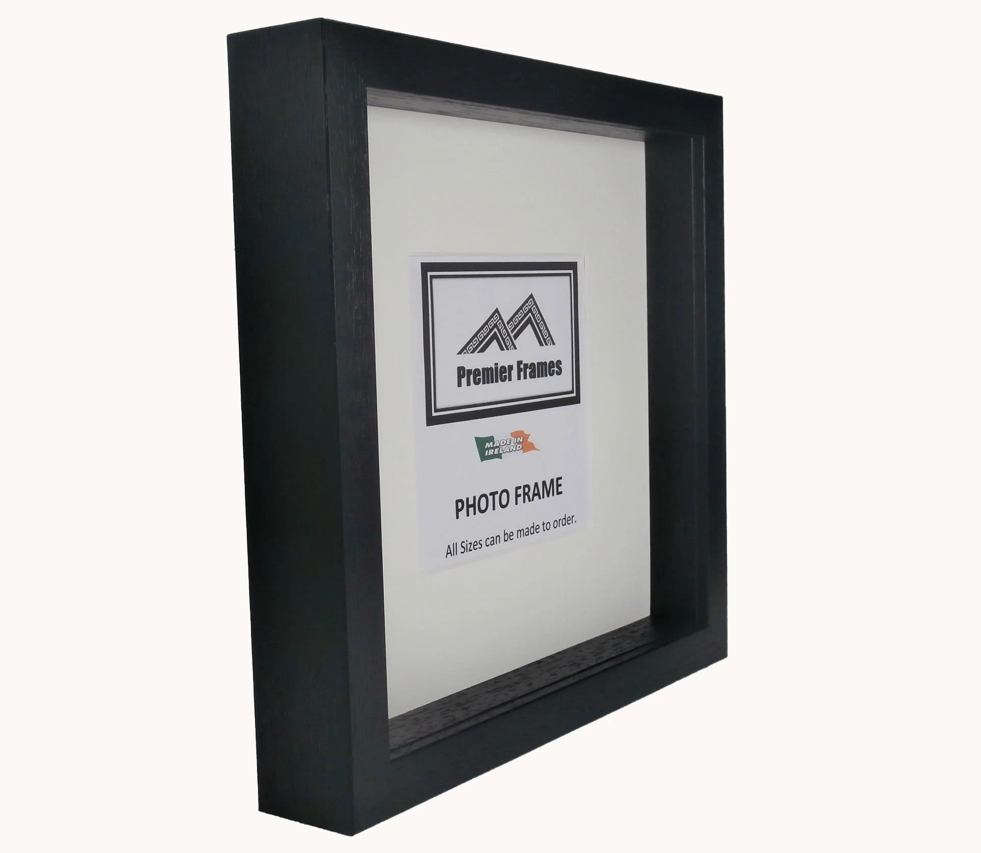 BF40BM Single Shadow Box Frame Black Wood Grain 40mm Deep x 20mm on face with 25mm spacer.