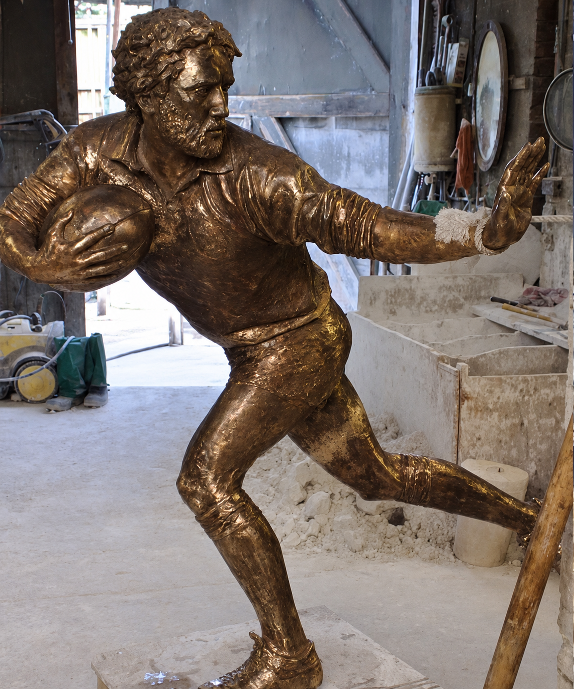 Ray Gravell bronze sculpture by David Williams-Ellis at Scarlets Stadium in Llanelli, South Wales