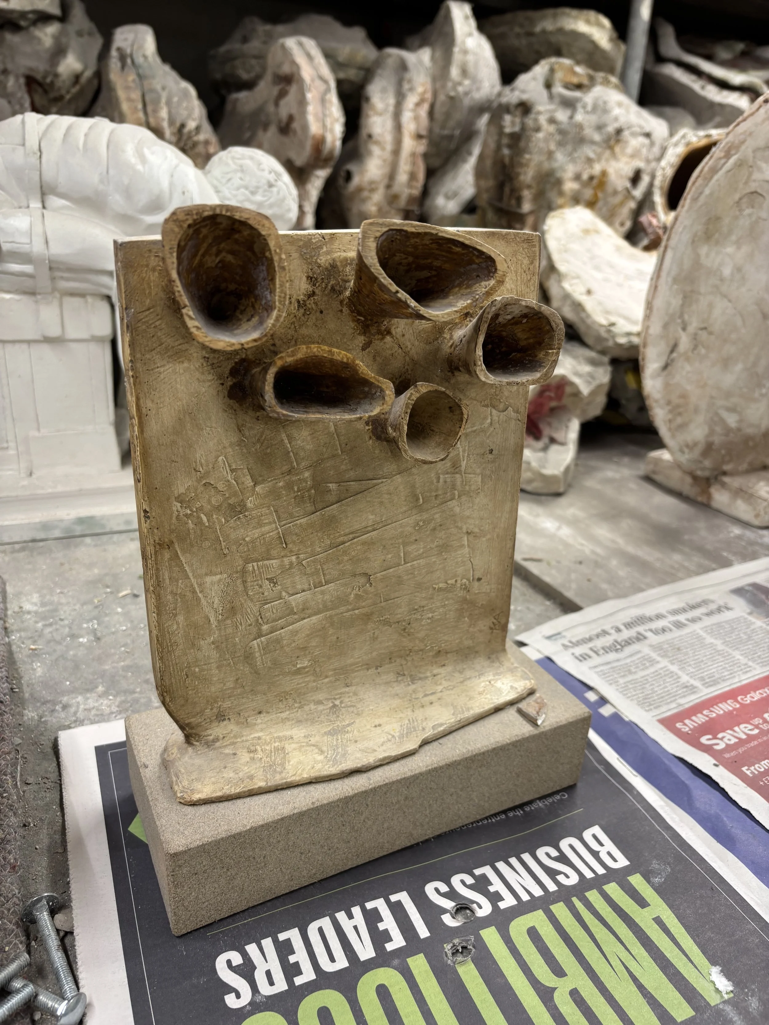 Wall (Small Version A) by Kenneth Armitage, plaster sculpture in the Arch Bronze workshop.