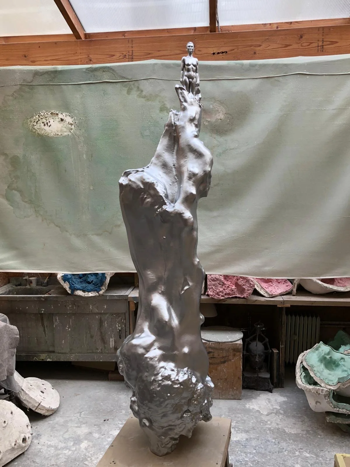 Full view of A Sculpture for Mary Wollstonecraft in the Arch Bronze workshop.