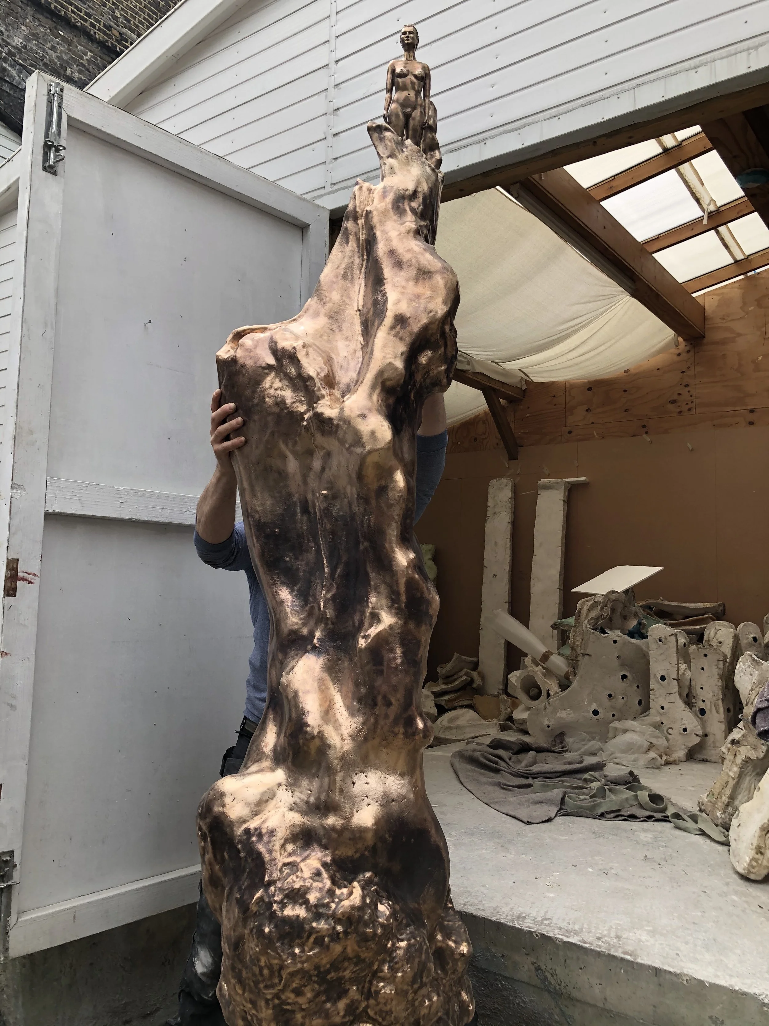 A Sculpture for Mary Wollstonecraft before final installation.