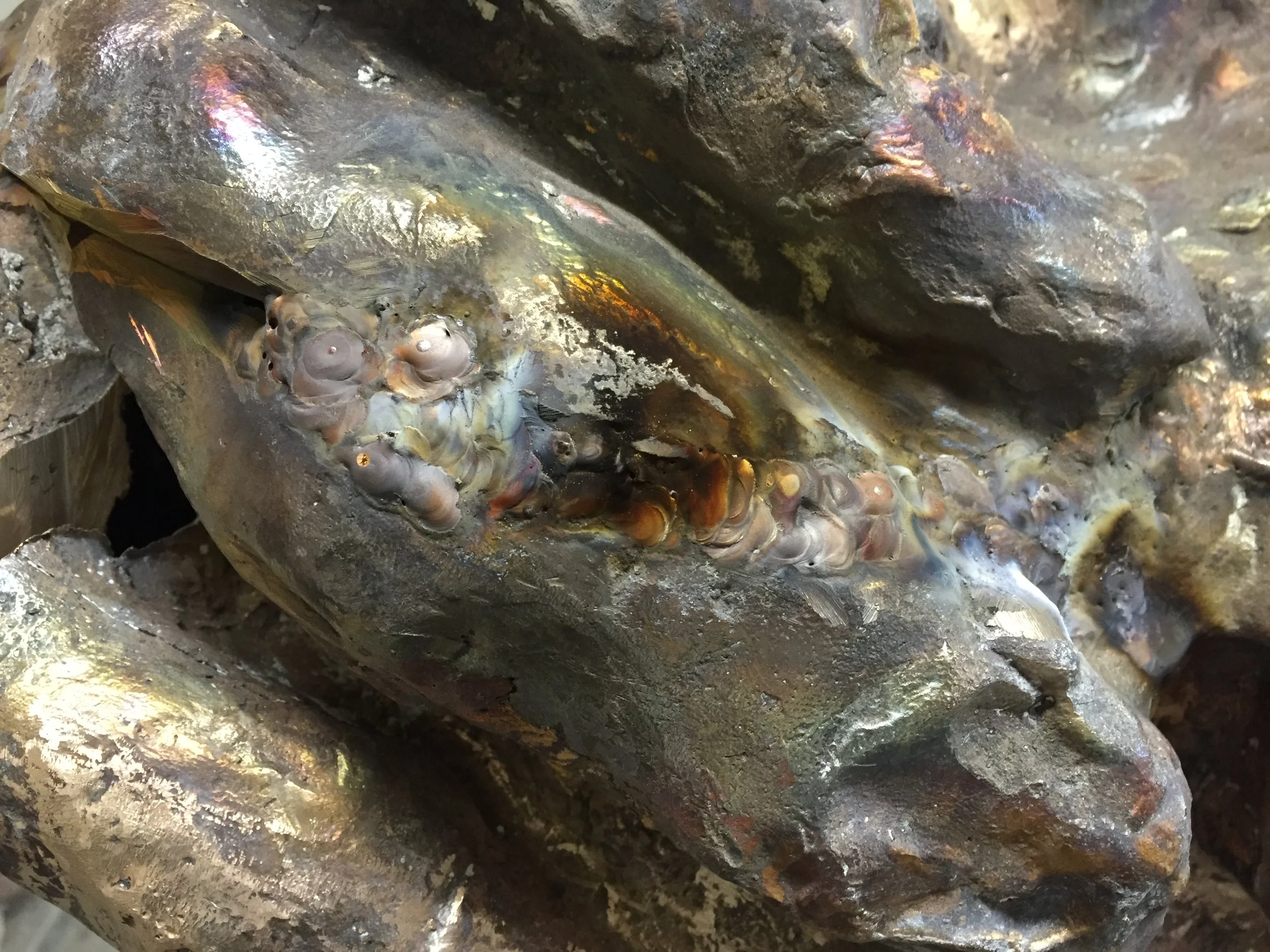 Close-up of metallic weld
