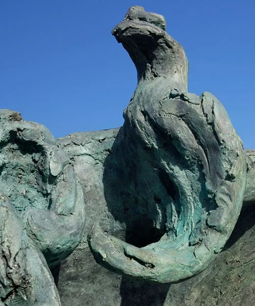 Detail of the crest and surface of Rearing Wave by Maggi Hambling.