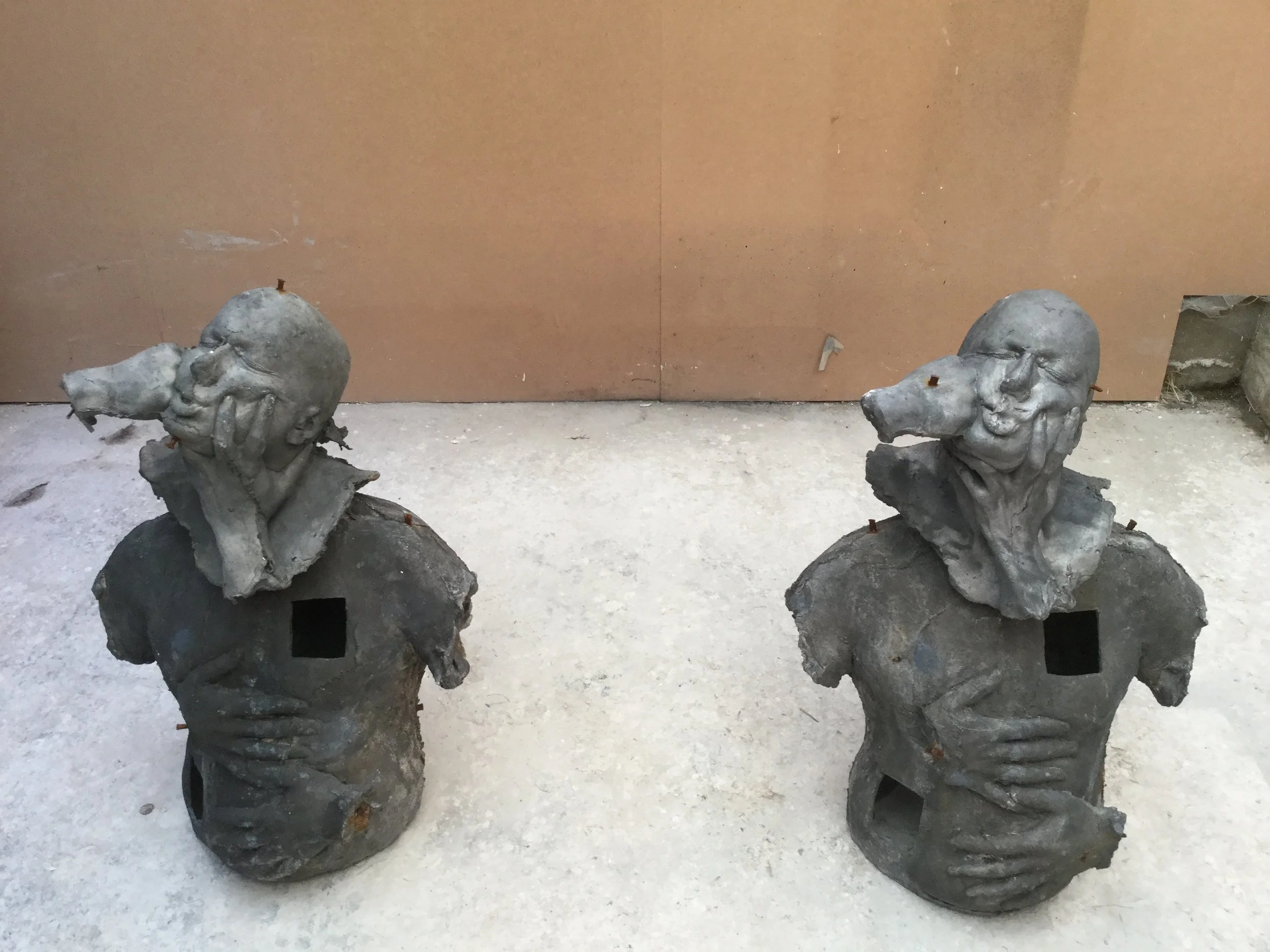 Two lead figures from Marc Quinn’s Emotional Detox series at Arch Bronze.