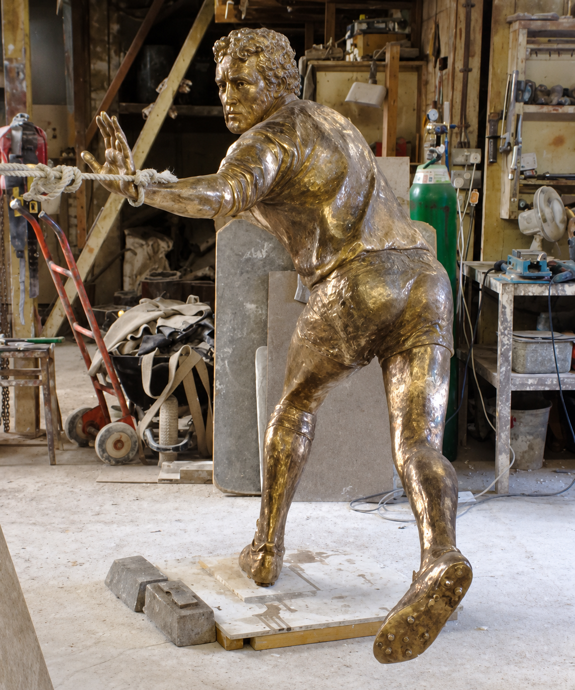 Ray Gravell bronze sculpture by David Williams-Ellis at Scarlets Stadium in Llanelli, South Wales