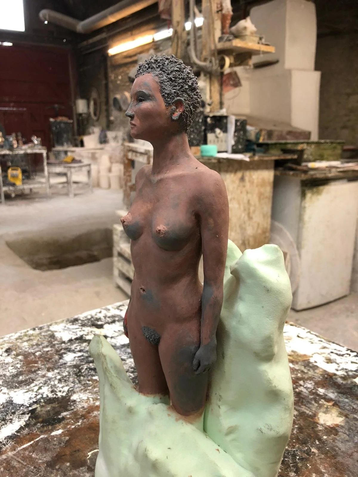 Maquette for A Sculpture for Mary Wollstonecraft during enlargement at Arch Bronze.