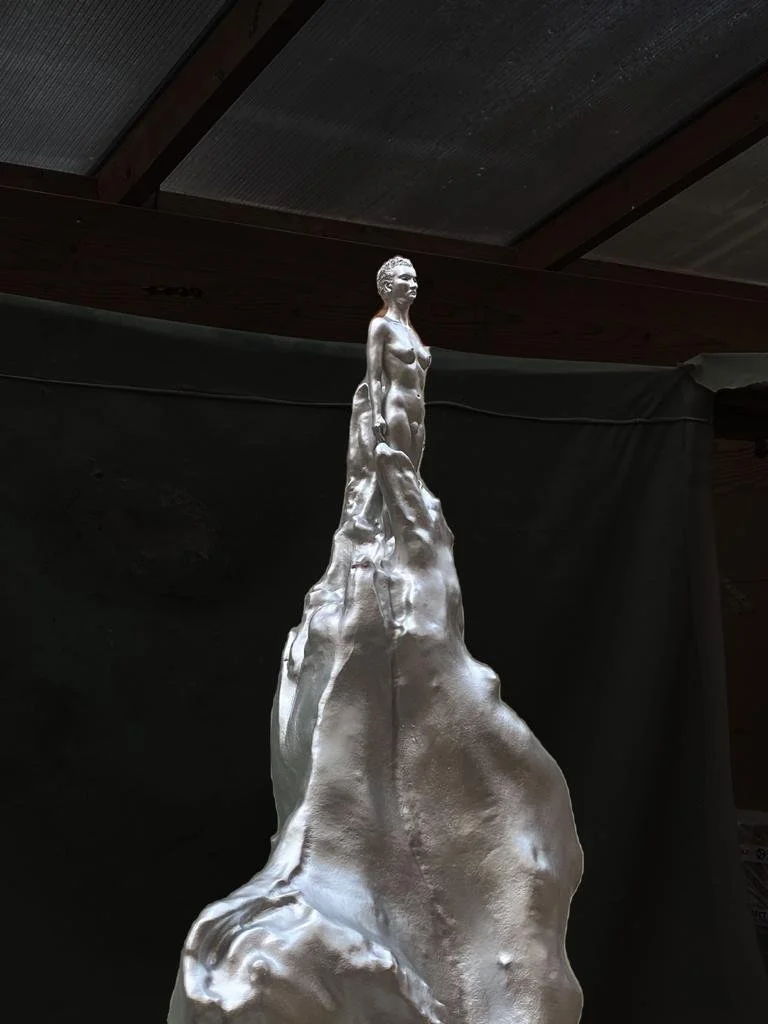 Silver-finished bronze of A Sculpture for Mary Wollstonecraft in the Arch Bronze workshop.