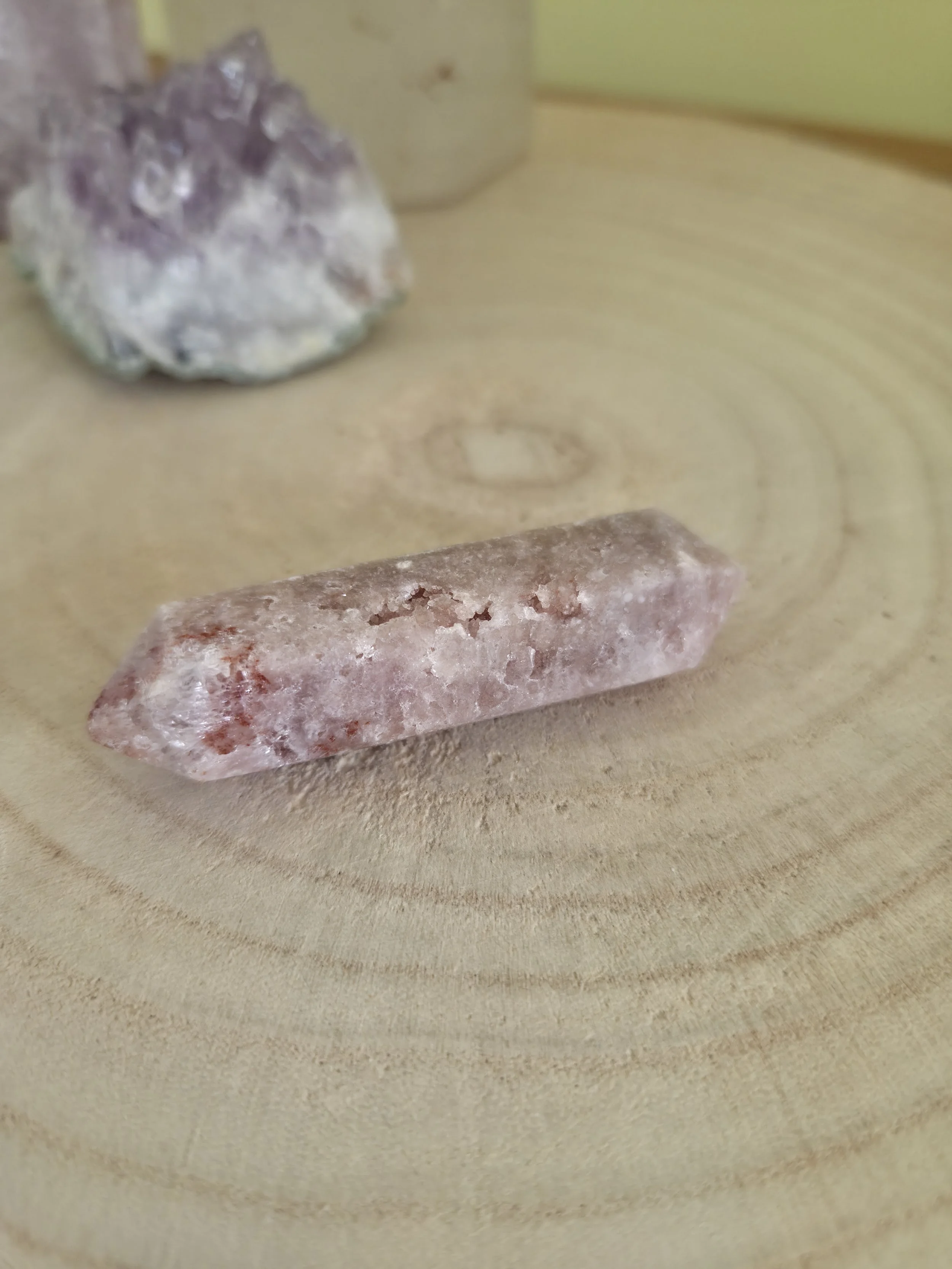 Pink amethyst double terminated wand