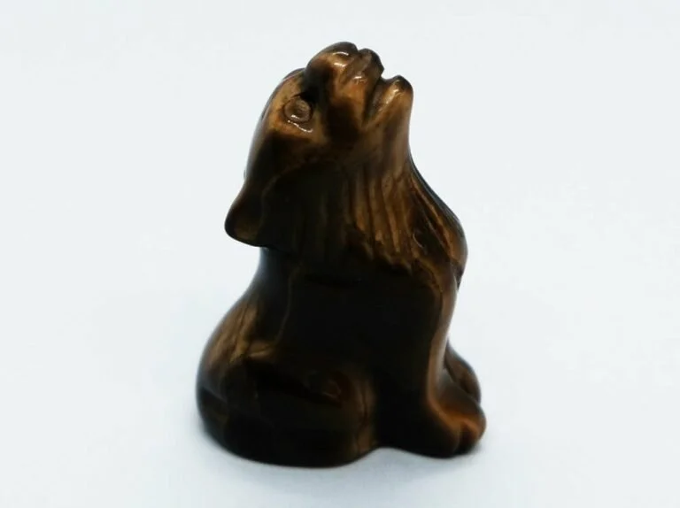 Crystal Wolf Carving (4cm) Rose Quartz or Tiger Eye