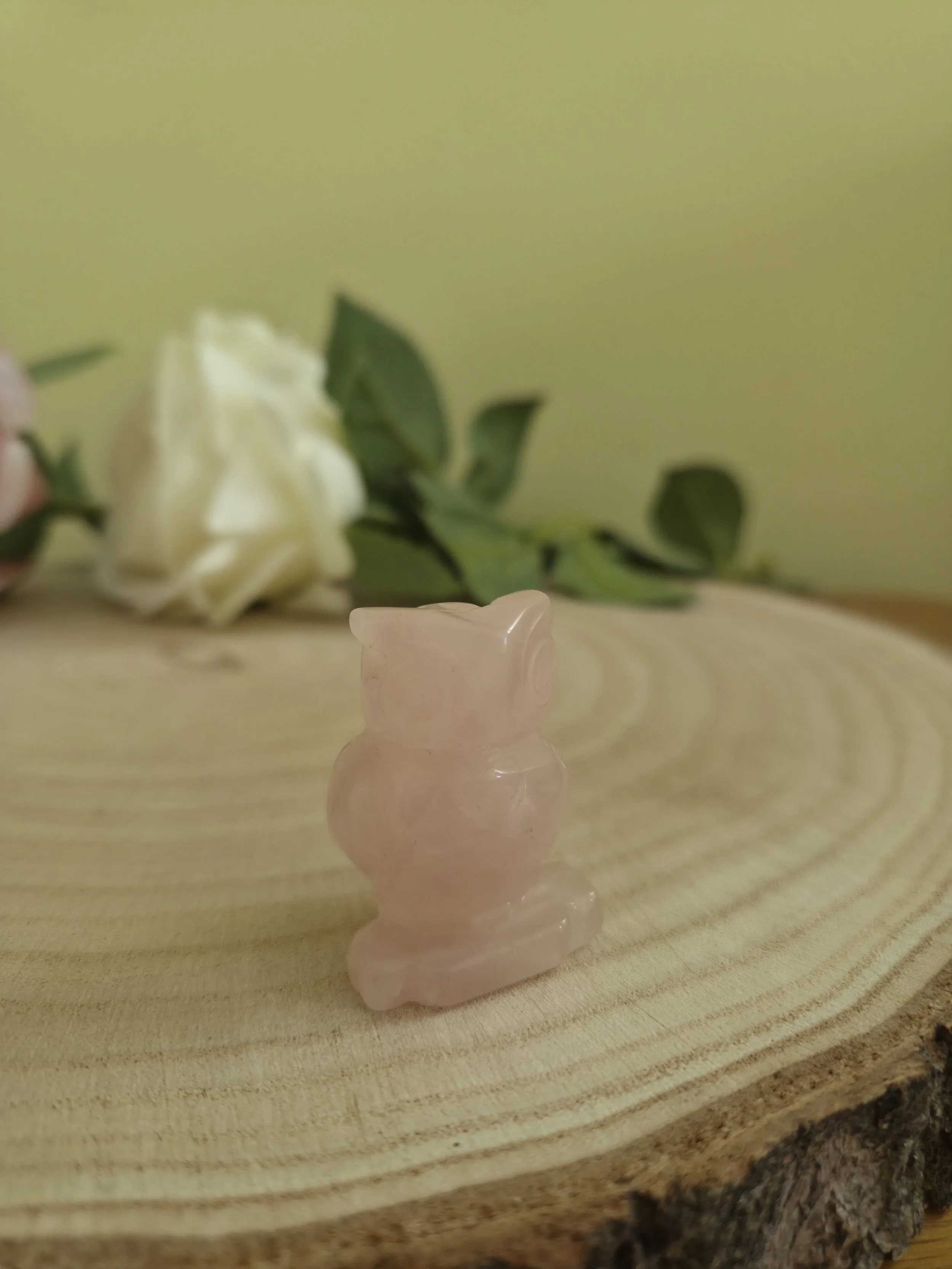Rose quartz owl