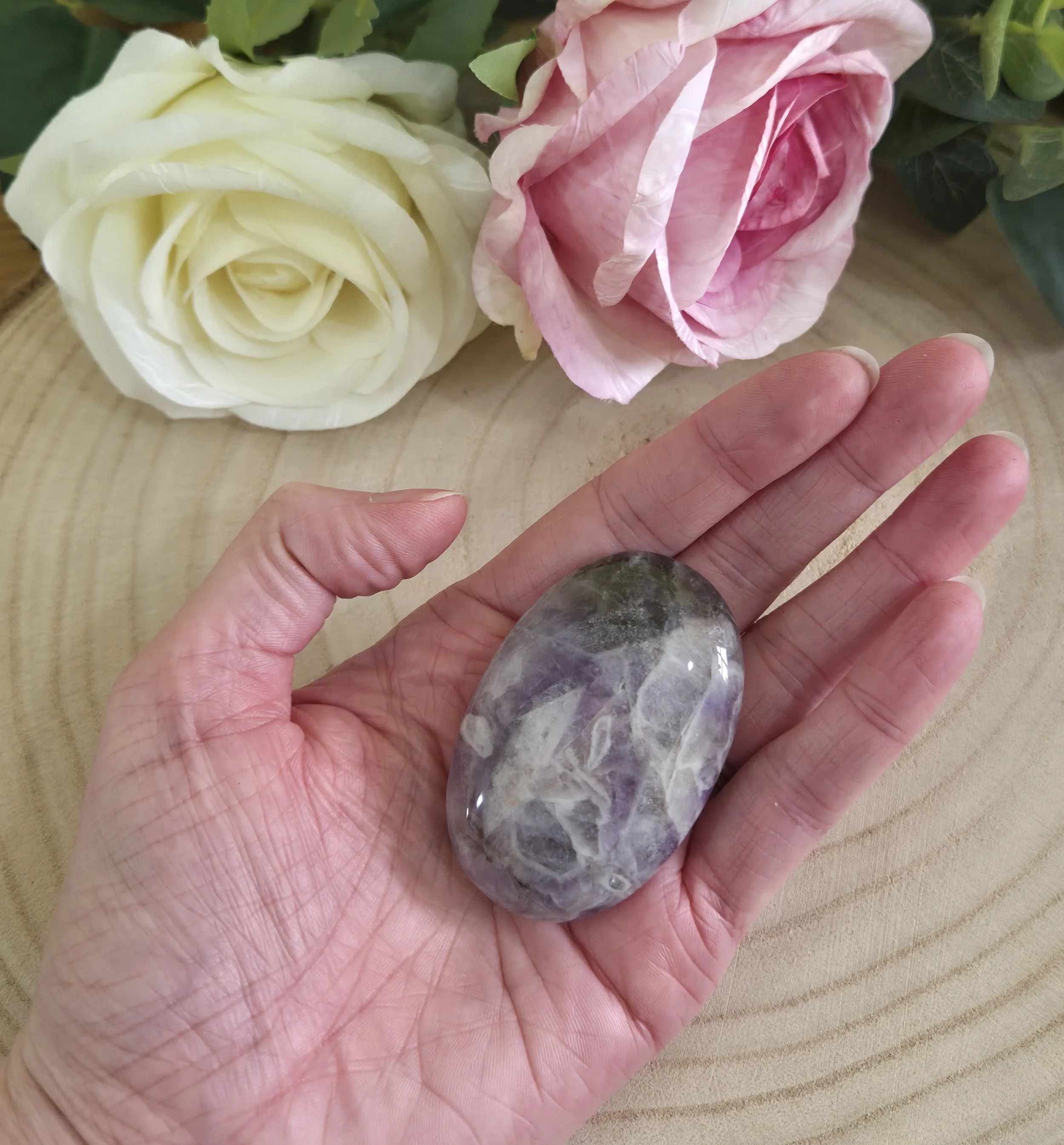 Chevron amethyst palm stone