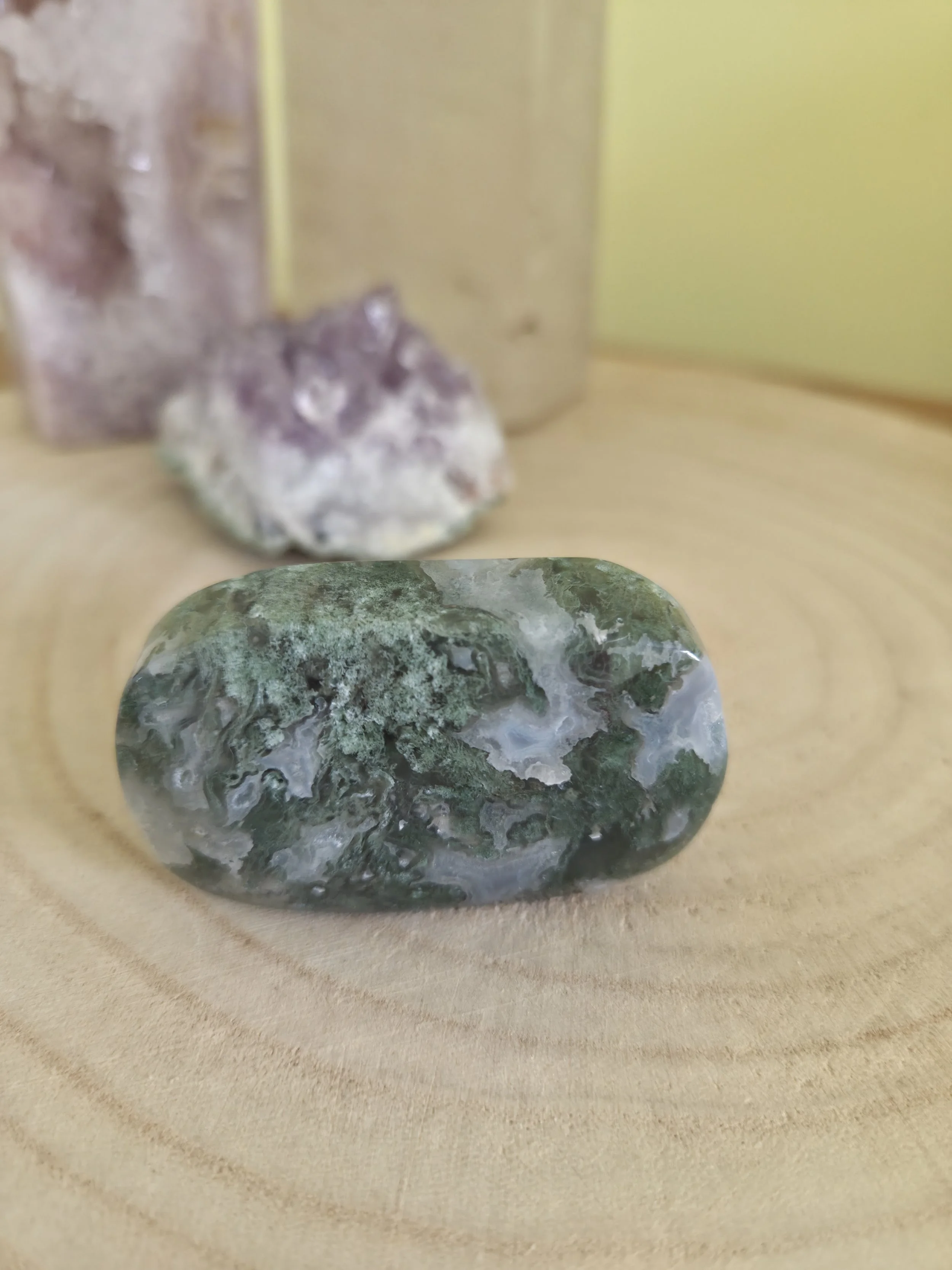 Super chunky moss agate palm stone