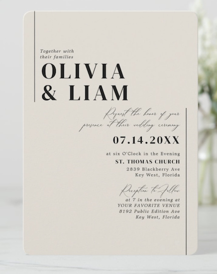 typography modern minimalist wedding invitations