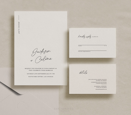 Modern Minimalist beige wedding invitation suite set