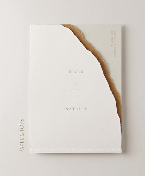 Neutral Torn Edge Wedding Invitation Suite Minimalist