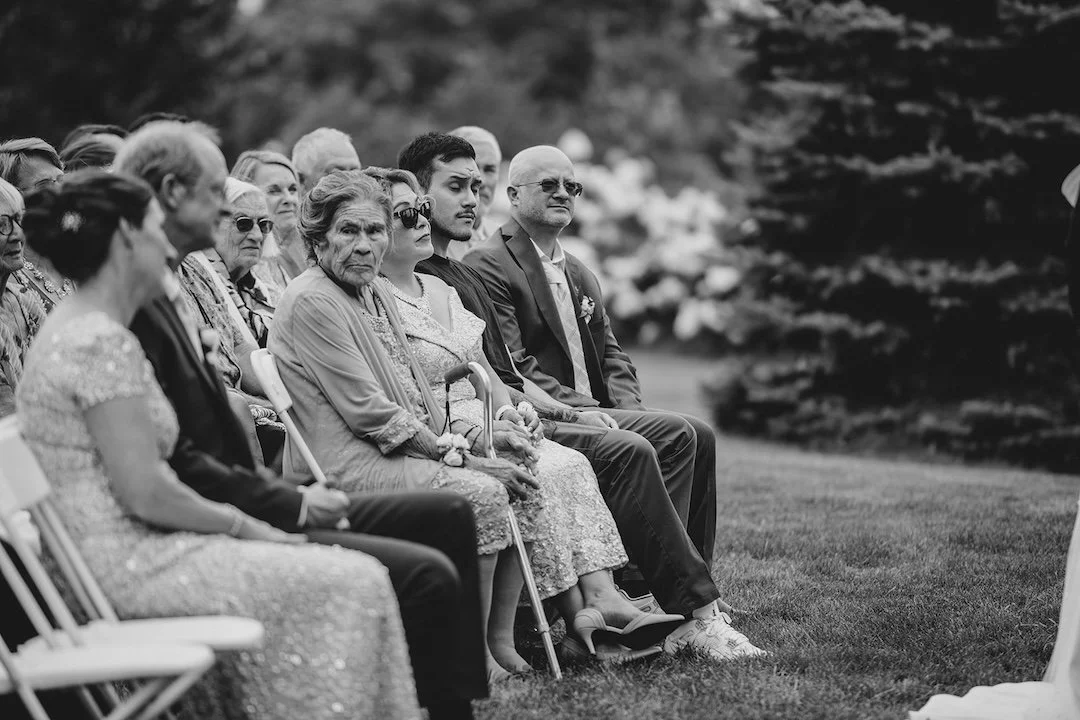wedding guests waiting for bridal processional during ceremony