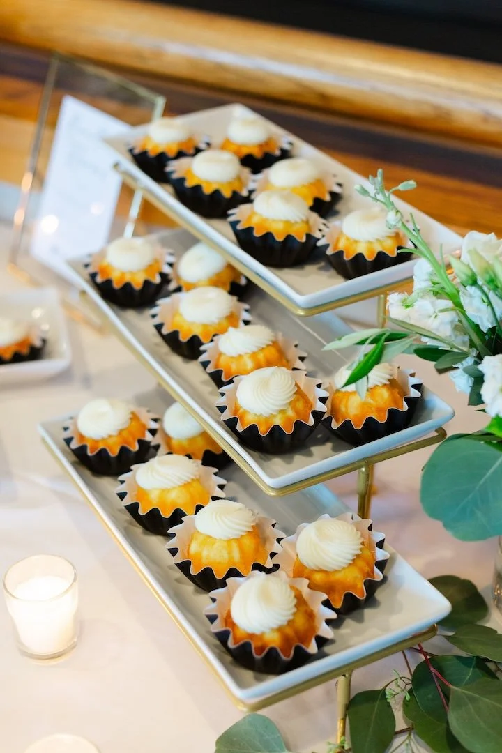 Gold and White Ceramic Tiered Cupcake Stand with Bundtinis