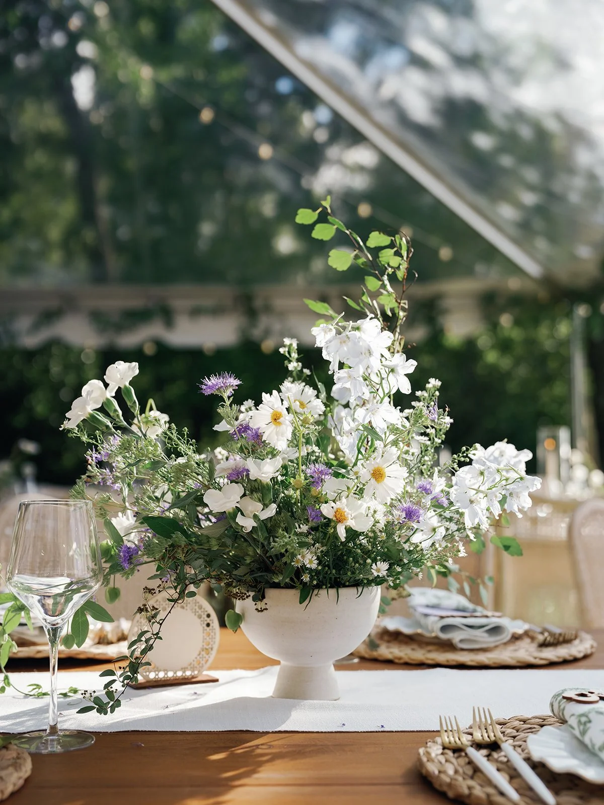 Hyssop Floral Centerpiece | Michigan Tented Wedding Reception