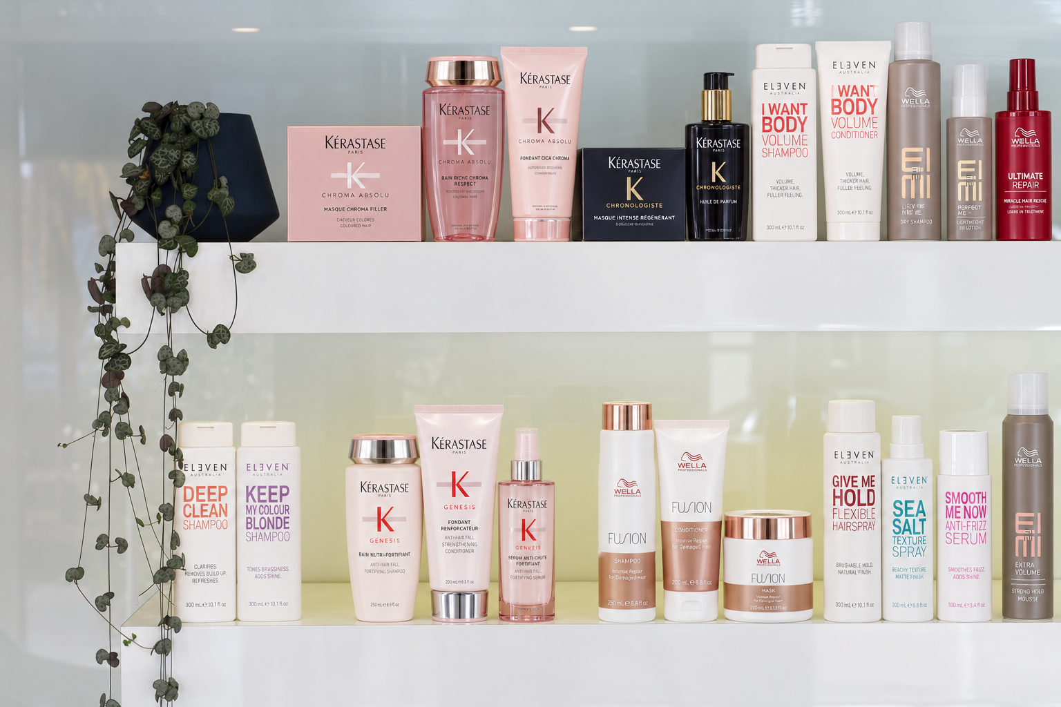 ELEVEN, Kérastase and Wella haircare displayed at Alkemi