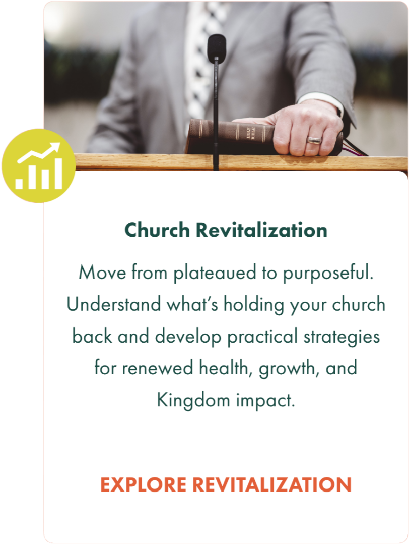 Chuck helps churches identify what’s holding them back and develop practical strategies to move beyond plateaus toward renewed health, growth, and greater Kingdom impact.