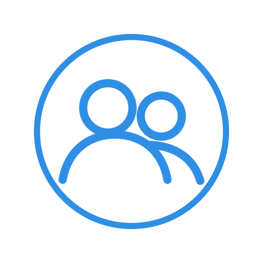 Icon of two people inside a circle, representing a user or group.