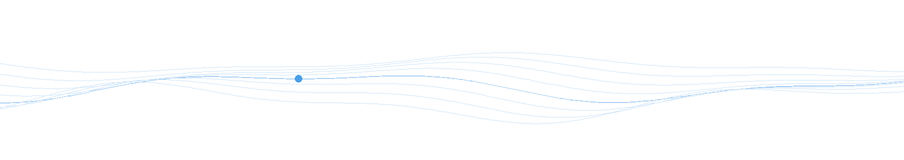 Flow lines around a blue dot on a black background.