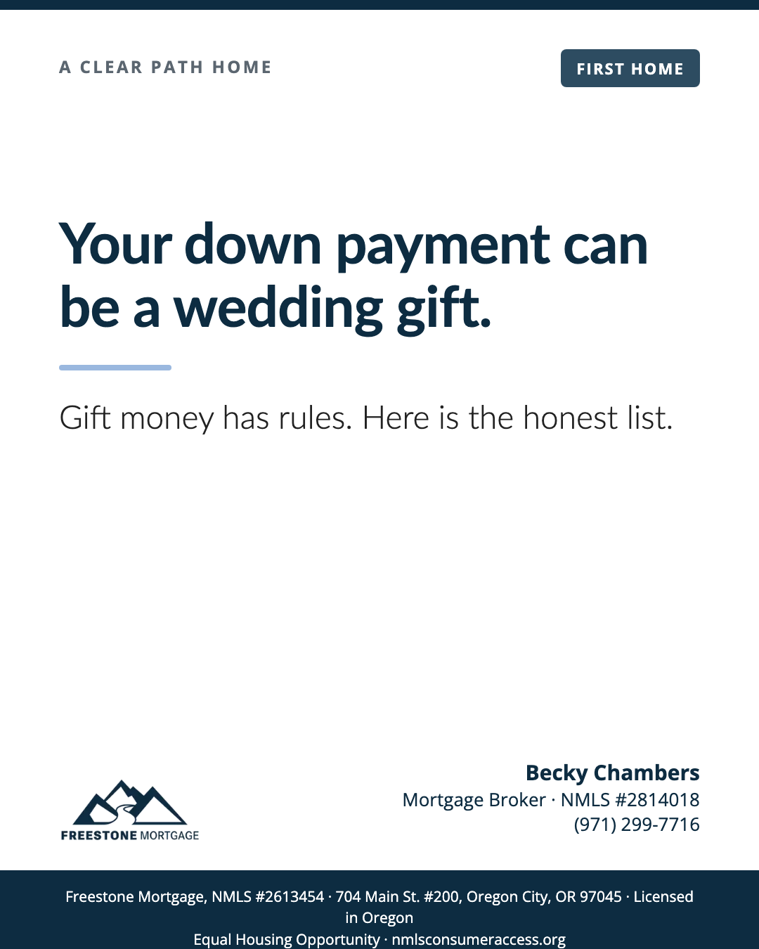 Using Wedding Gift Money for a Down Payment: The Rules Lenders Follow