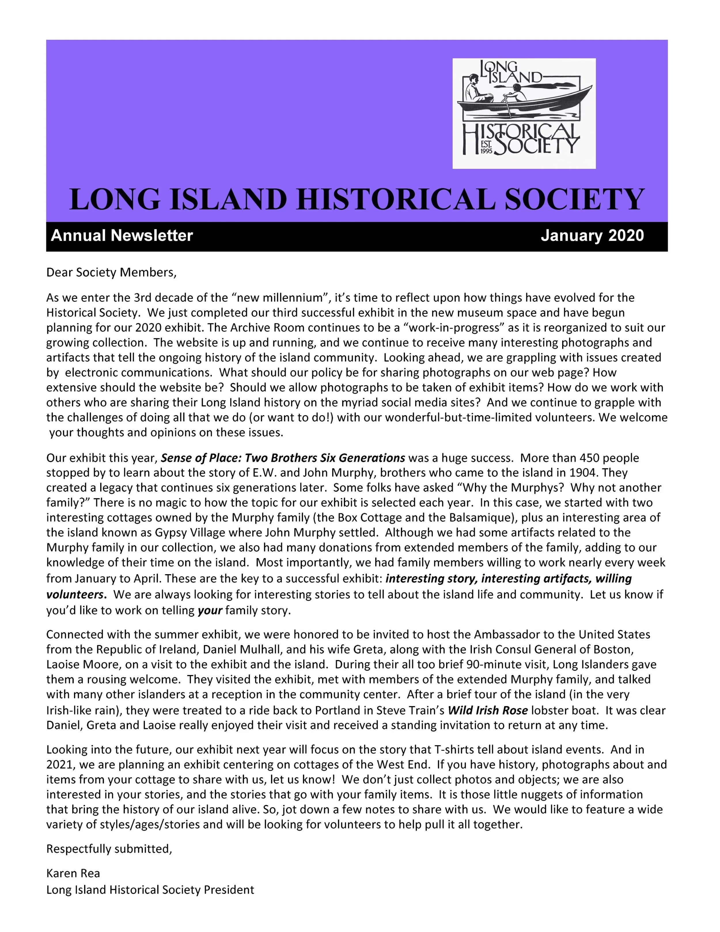 2020  LIHS Newsletter