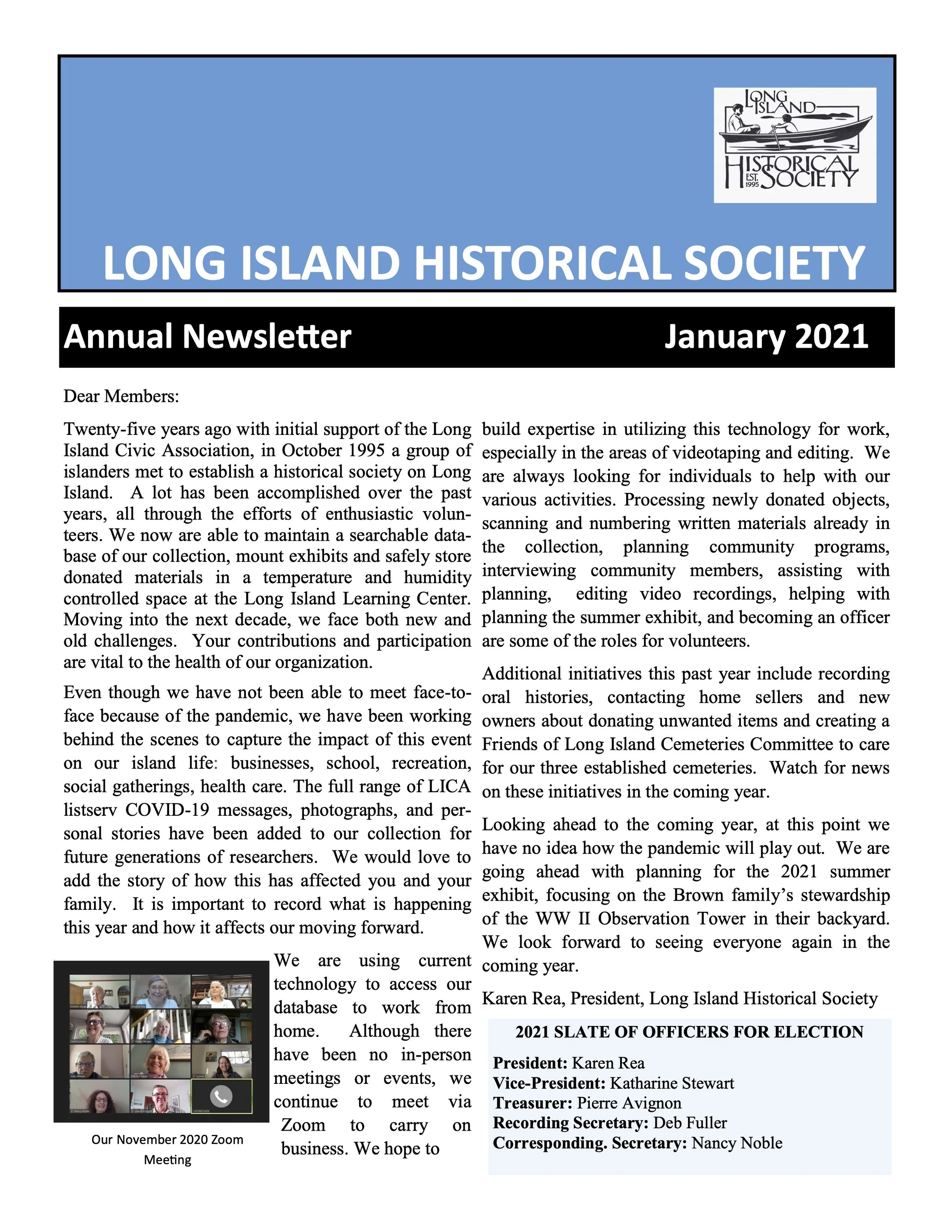2021  LIHS Newsletter
