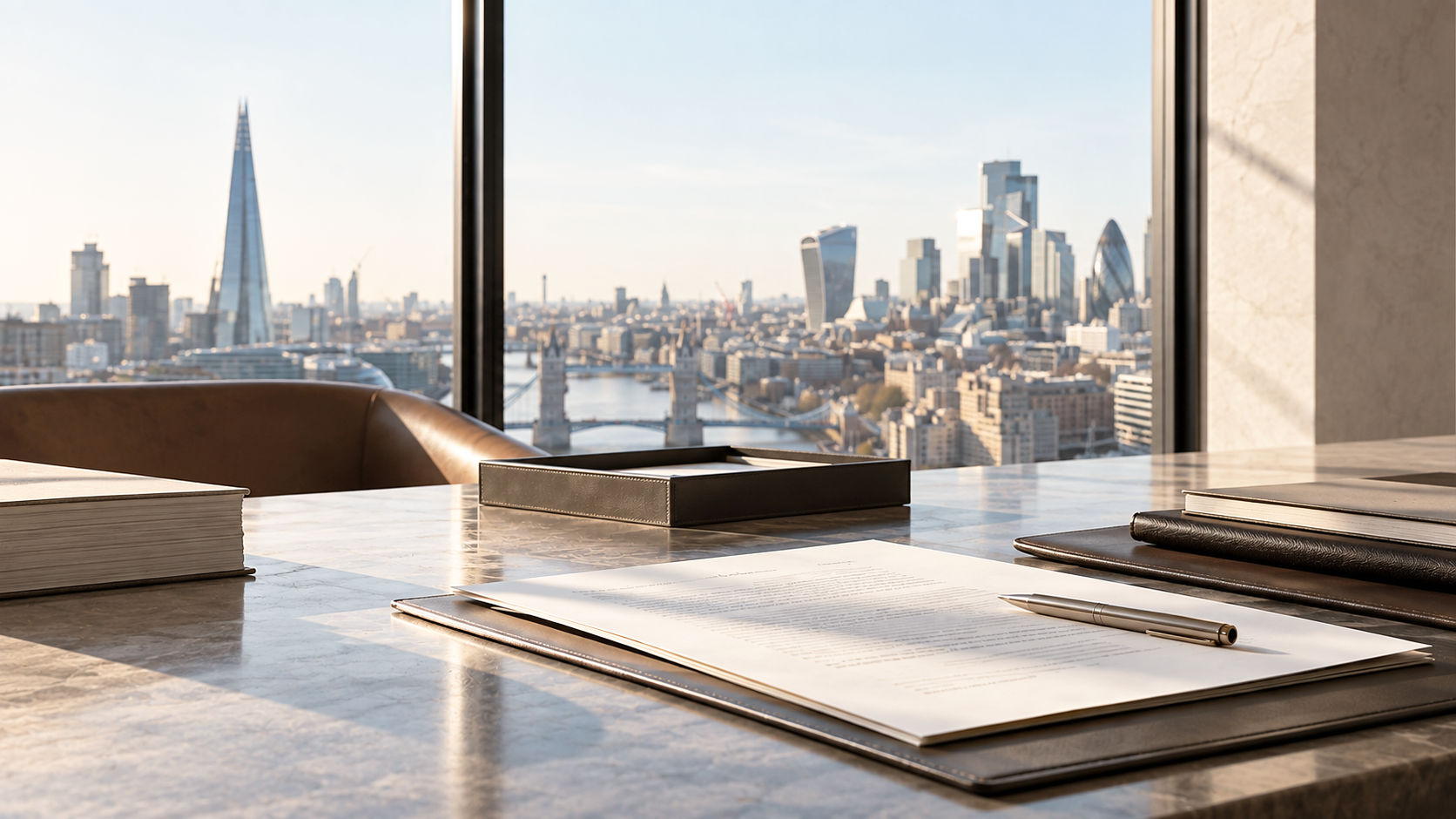 Professional workspace overlooking the city, reflecting Heidi A. Lawson PLLC's cross-border legal, regulatory and strategic advisory practice.