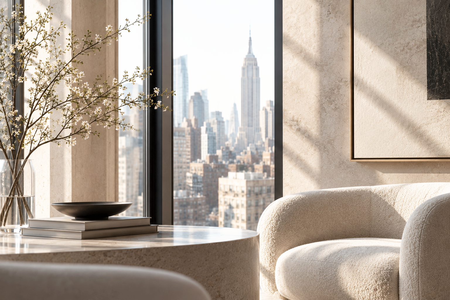 Contemporary New York workspace overlooking Manhattan, reflecting Heidi A. Lawson PLLC's legal and strategic advisory practice.