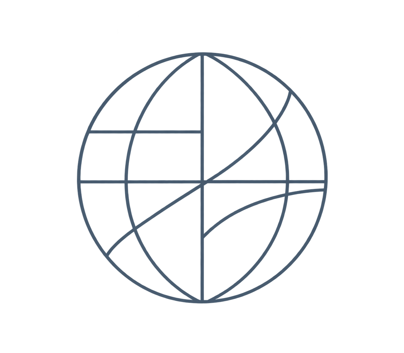 A line drawing of the earth globe with latitude and longitude lines.