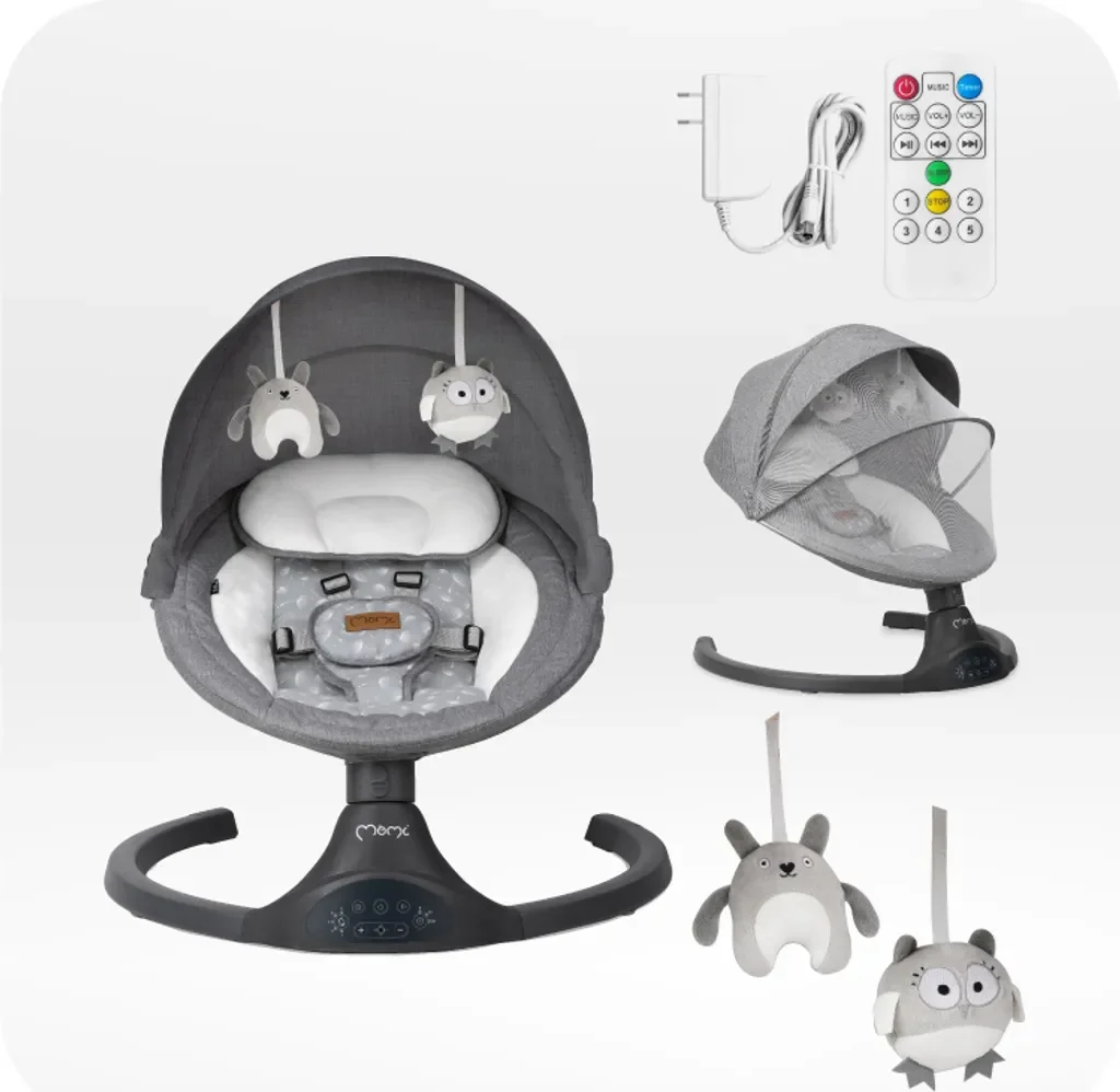Transat MoMi KENANI - 5 vibrations, musique programmée, fonction Bluetooth - Gris foncé