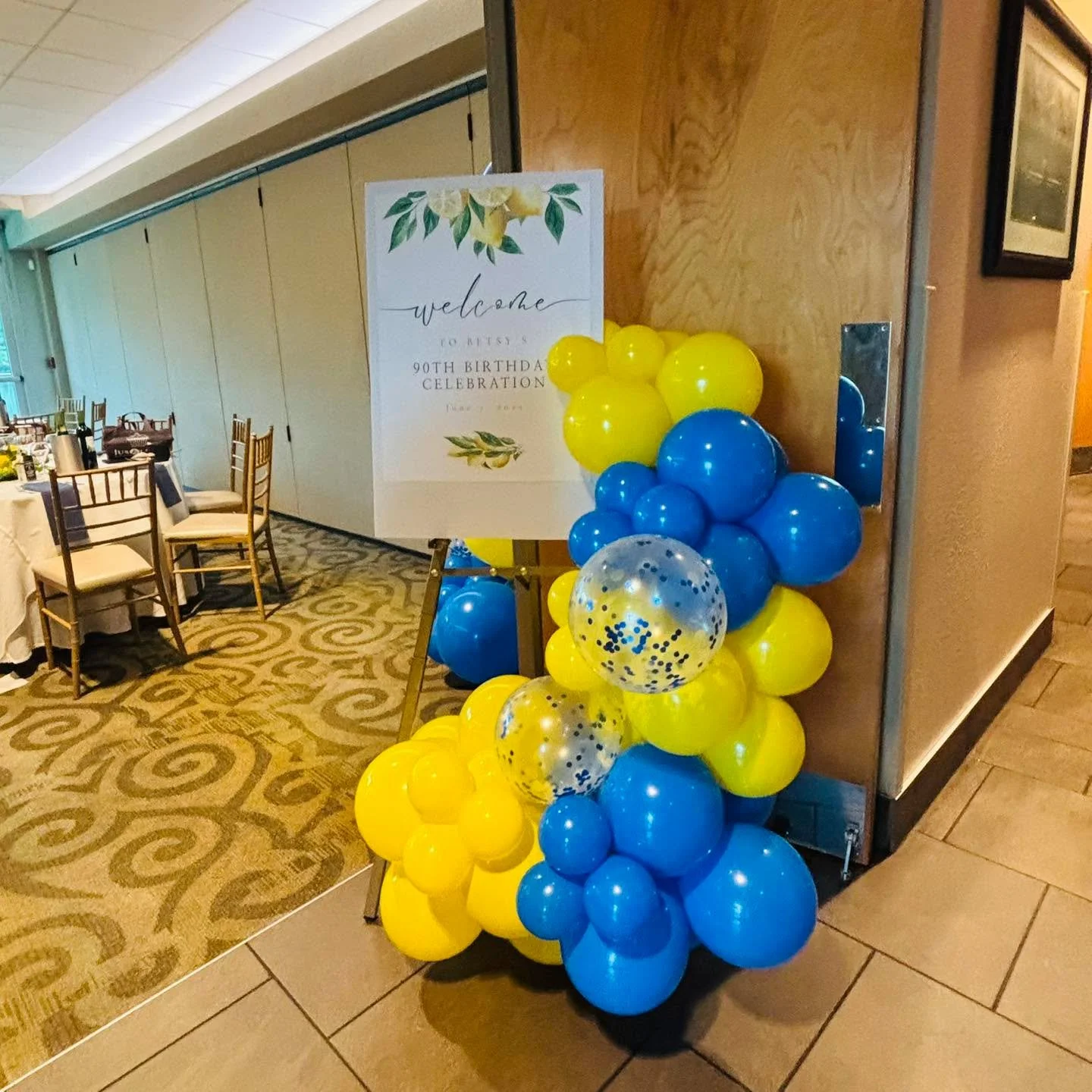 When you turn 90 you have to celebrate big!! We loved accentuating the event room at @calhounstn  in Oak Ridge for this lemon and blue themed party. The birthday gal&rsquo;s daughter in law was party planning from out of town, and trusted us to do a 