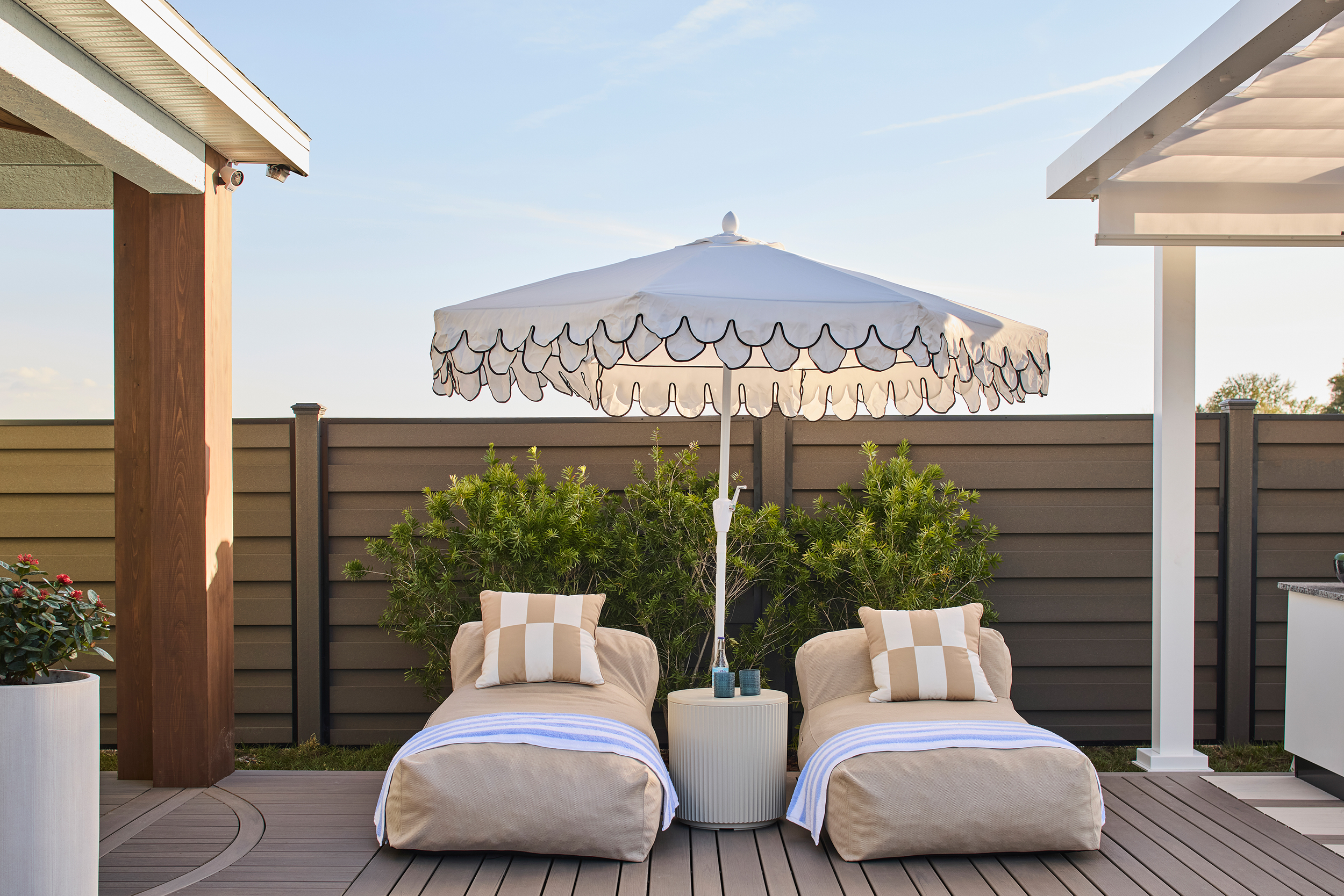 Outdoor pool lounge area
