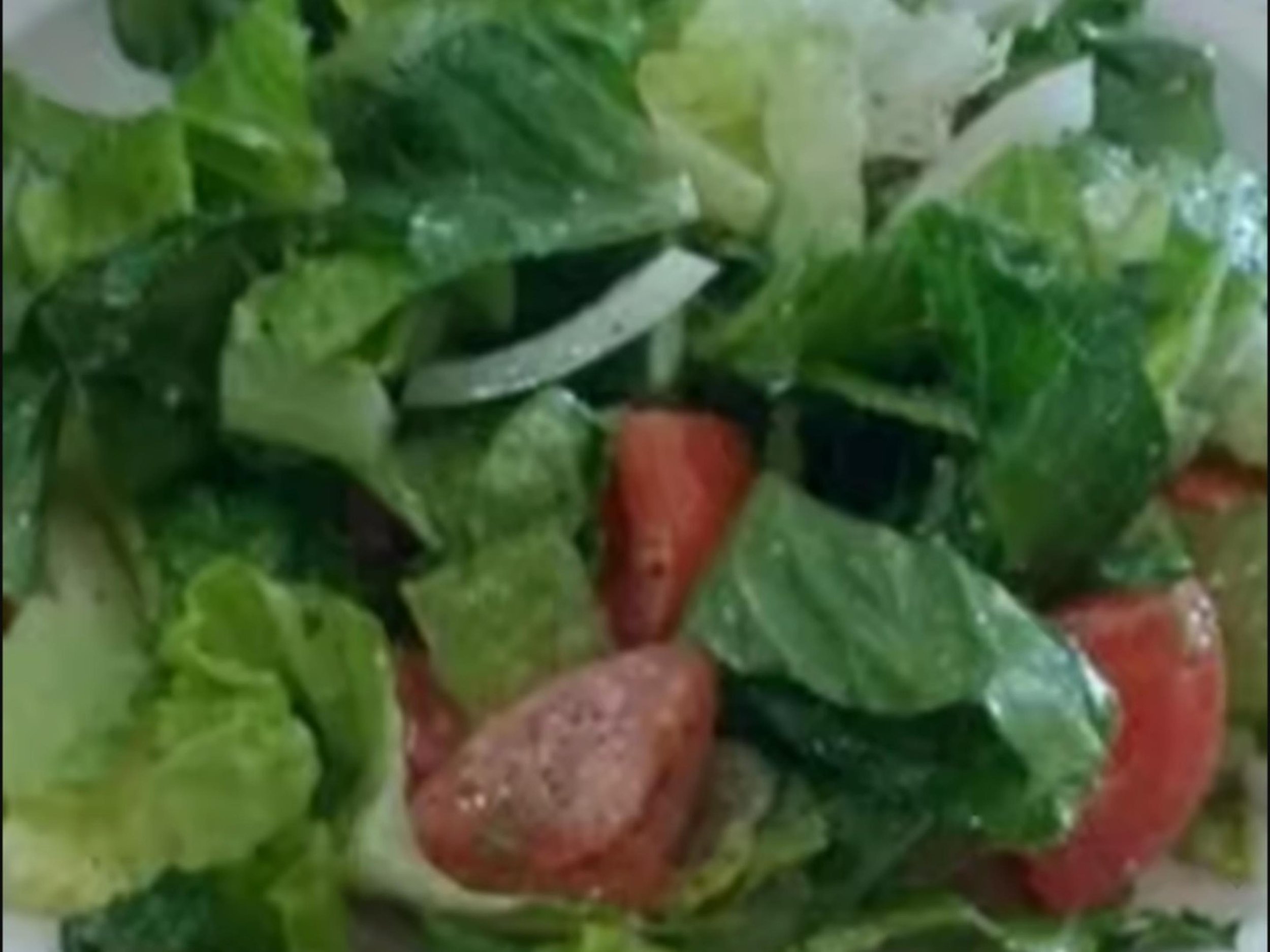 Close-up of a bunch of fresh green spinach leaves attached to a reddish-brown stem.